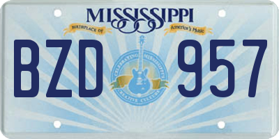 MS license plate BZD957