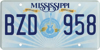 MS license plate BZD958