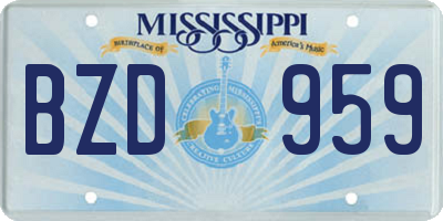 MS license plate BZD959