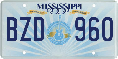 MS license plate BZD960