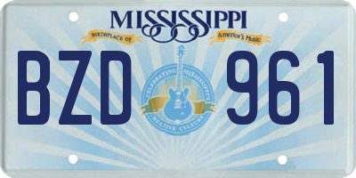 MS license plate BZD961