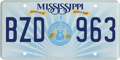 MS license plate BZD963