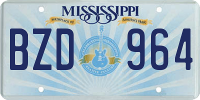 MS license plate BZD964