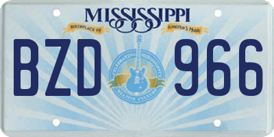 MS license plate BZD966