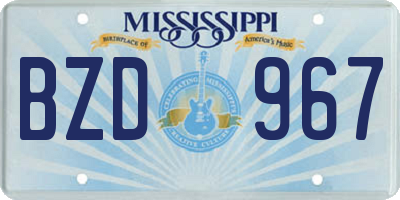 MS license plate BZD967