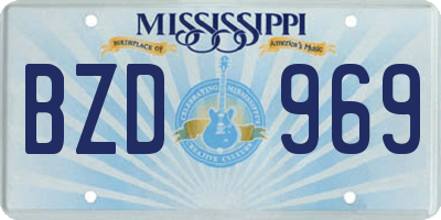MS license plate BZD969