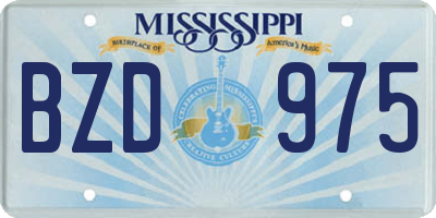 MS license plate BZD975