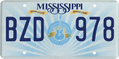 MS license plate BZD978