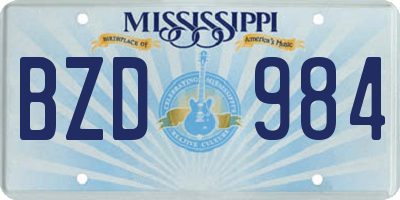 MS license plate BZD984