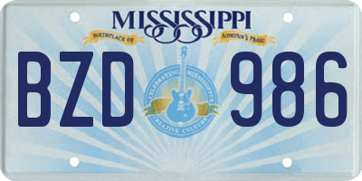 MS license plate BZD986