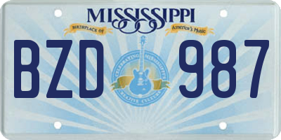 MS license plate BZD987
