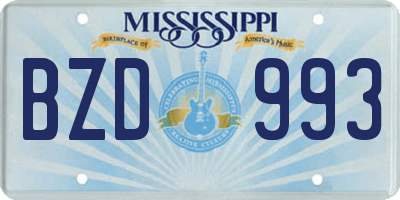 MS license plate BZD993