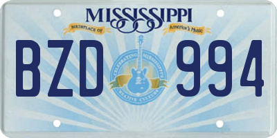 MS license plate BZD994