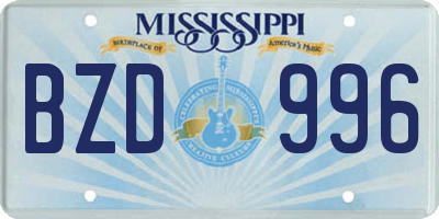 MS license plate BZD996