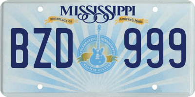 MS license plate BZD999