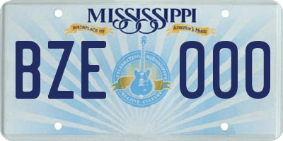 MS license plate BZE000