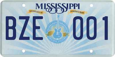 MS license plate BZE001