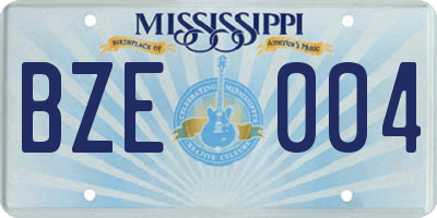 MS license plate BZE004