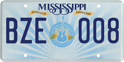 MS license plate BZE008