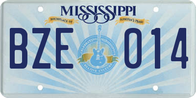 MS license plate BZE014