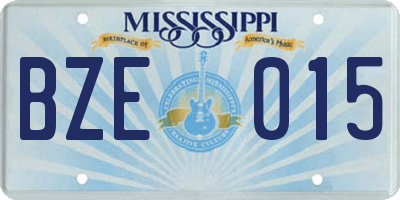 MS license plate BZE015