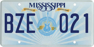 MS license plate BZE021