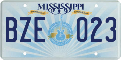 MS license plate BZE023