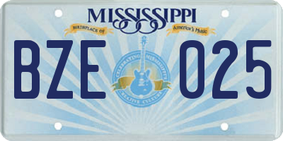 MS license plate BZE025