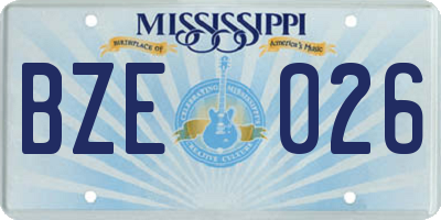 MS license plate BZE026