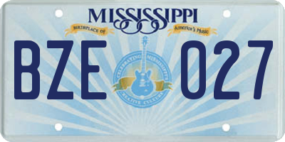 MS license plate BZE027