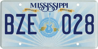 MS license plate BZE028