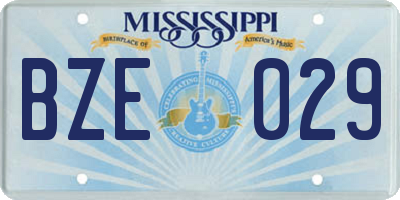 MS license plate BZE029