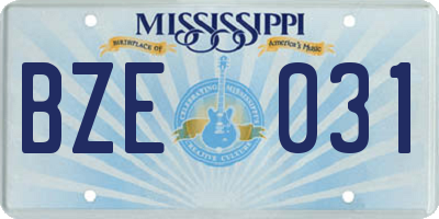 MS license plate BZE031