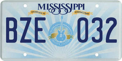 MS license plate BZE032