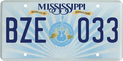 MS license plate BZE033