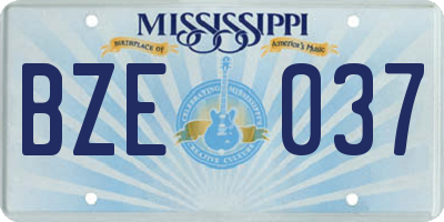 MS license plate BZE037
