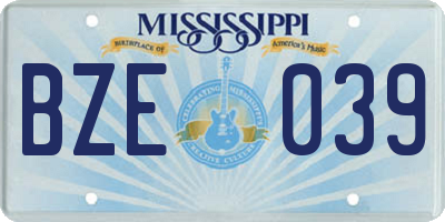 MS license plate BZE039