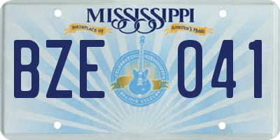 MS license plate BZE041