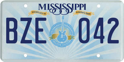 MS license plate BZE042