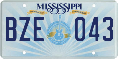 MS license plate BZE043