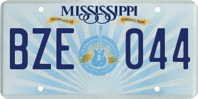 MS license plate BZE044