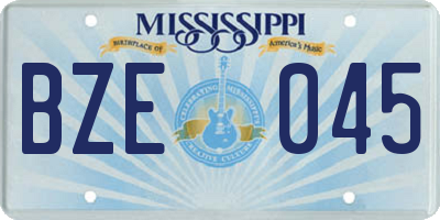 MS license plate BZE045
