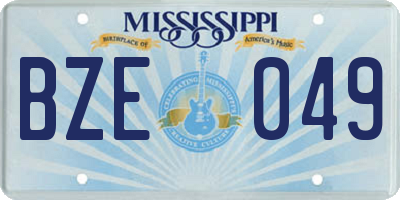 MS license plate BZE049