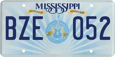 MS license plate BZE052