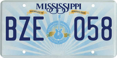 MS license plate BZE058