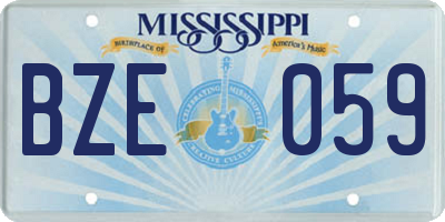 MS license plate BZE059