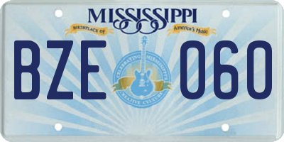 MS license plate BZE060