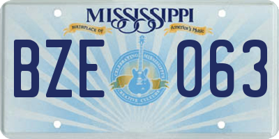 MS license plate BZE063