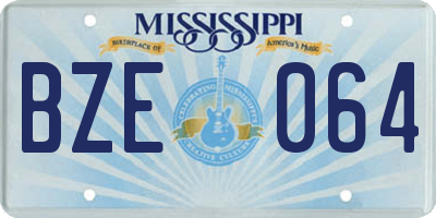 MS license plate BZE064