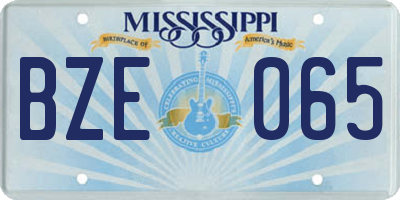 MS license plate BZE065